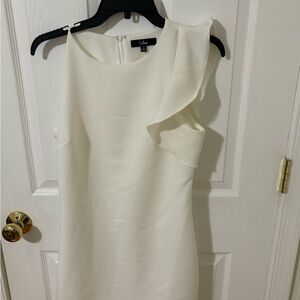 Lulu's Cream Asymmetrical Ruffled One Shoulder Dress